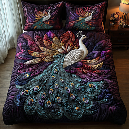 Peacock Mist 3-Piece Quilted Bedding Set NCU0DV6109
