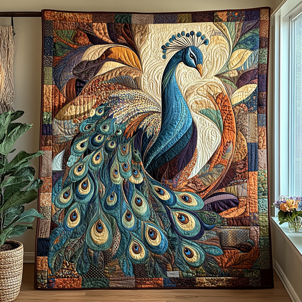 Peacock Paradise Quilted Blanket NCU0DV3394