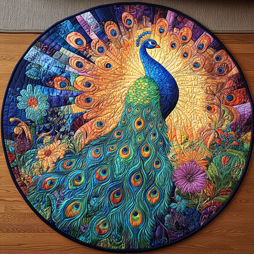 Peacock Paradise Quilted Round Mat NCU0DV3379