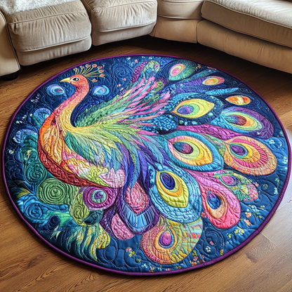 Peacock Paradise Quilted Round Mat NCU0VL1374