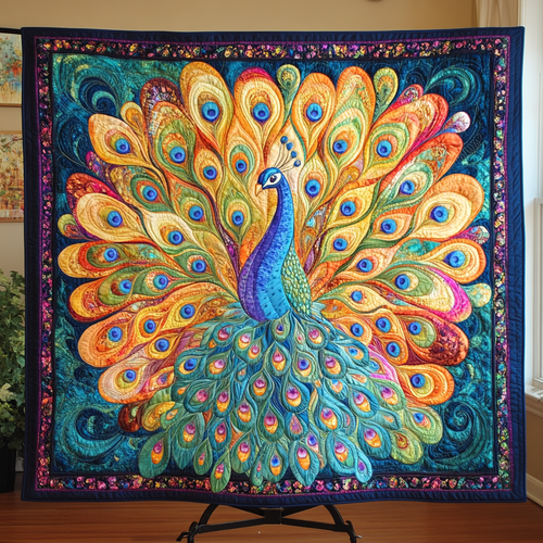 Peacock Pride Quilted Blanket NCU0VH3740