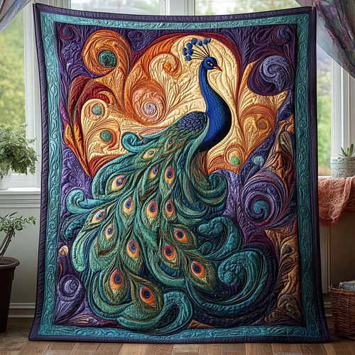 Peacock Radiance Quilted Blanket NCU0DV3369