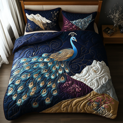 Peacock Splendor 3-Piece Quilted Bedding Set NCU0DV5820
