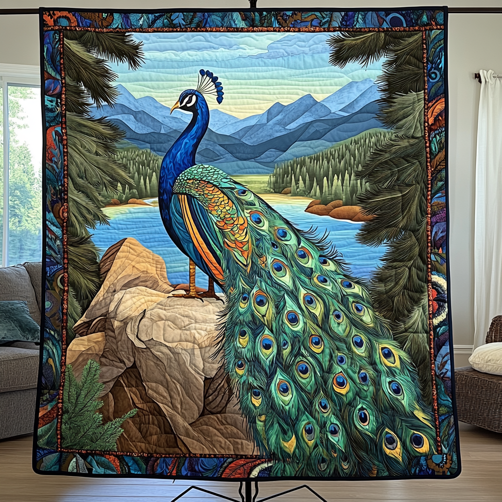 Peacock Splendor Quilted Blanket NCU0VH3113