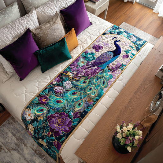 Peacock Whirl Quilted Bed Runner NCU0DK8901