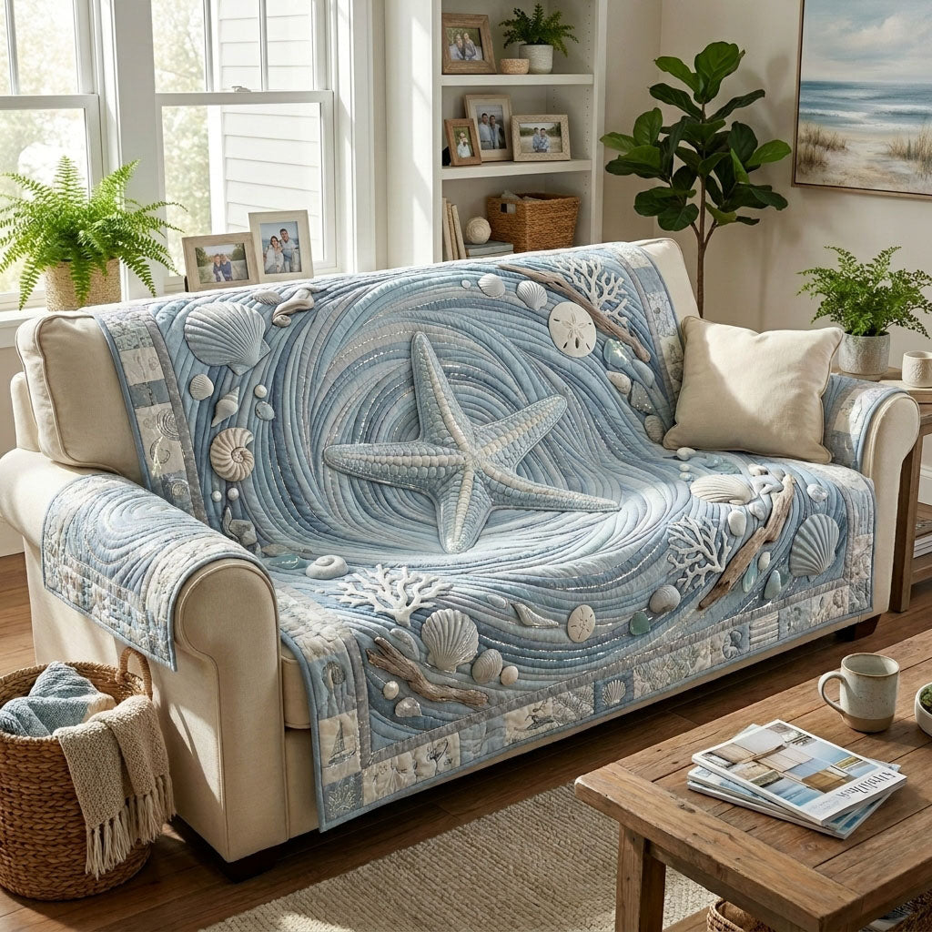 Pearl Coast Dreams Quilted Sofa Cover NCU0PT11794