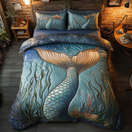 Pearl Wave 3-Piece Quilted Bedding Set NCU0DK5063
