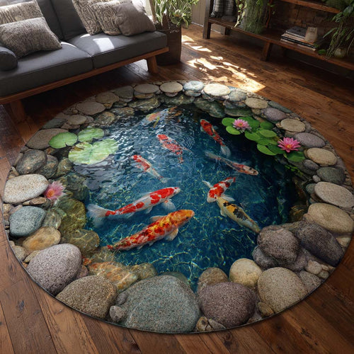 Pebble Koi Stream Round Carpet NCU0HH1909