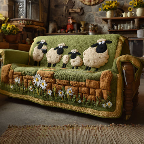 Pebble Wool Parade Quilted Sofa Cover NCU0PT11122