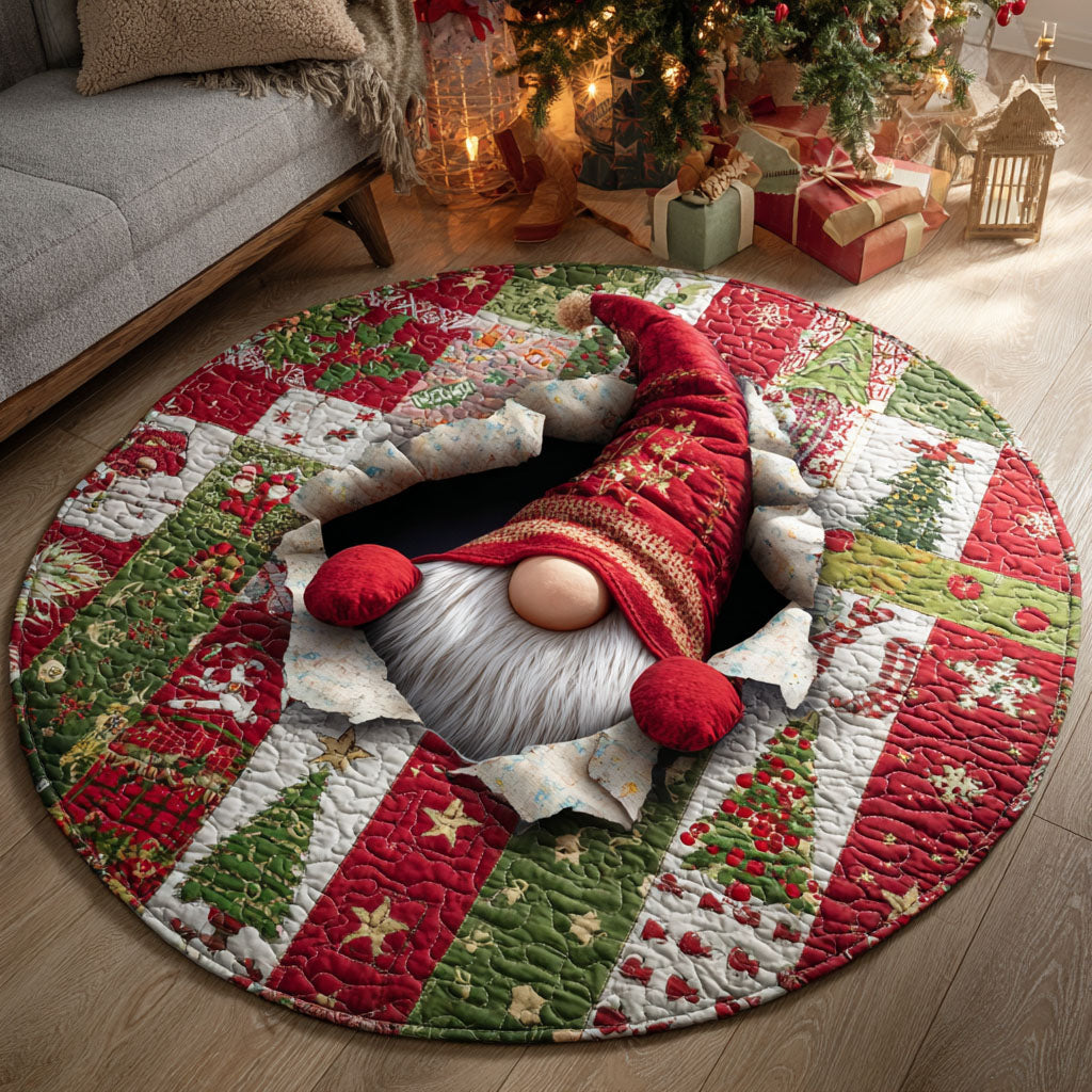 Peekaboo Gnome Quilted Round Mat NCU0TV595