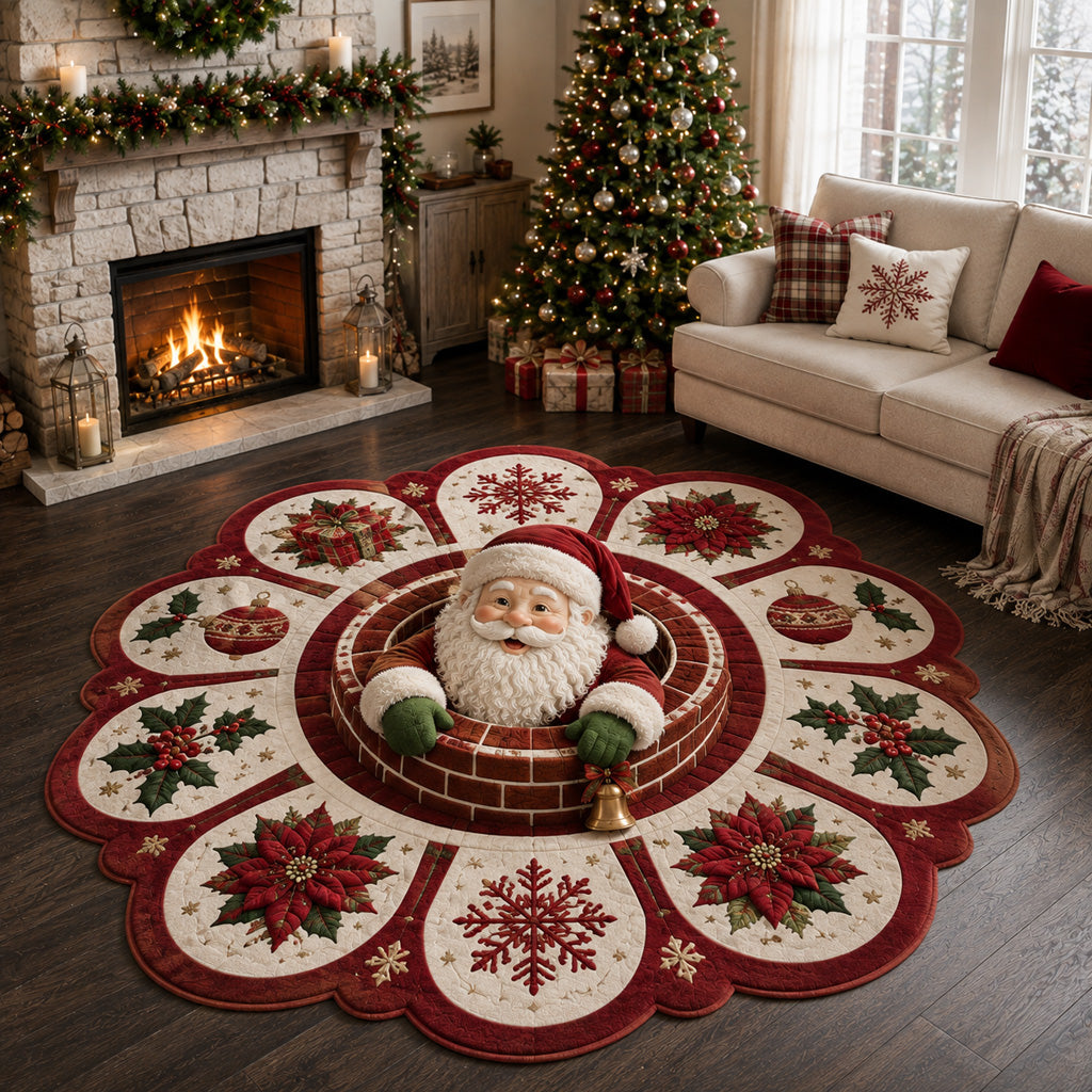 Peeking Santa Claus Custom Shape Area Rug NCU0HH2142