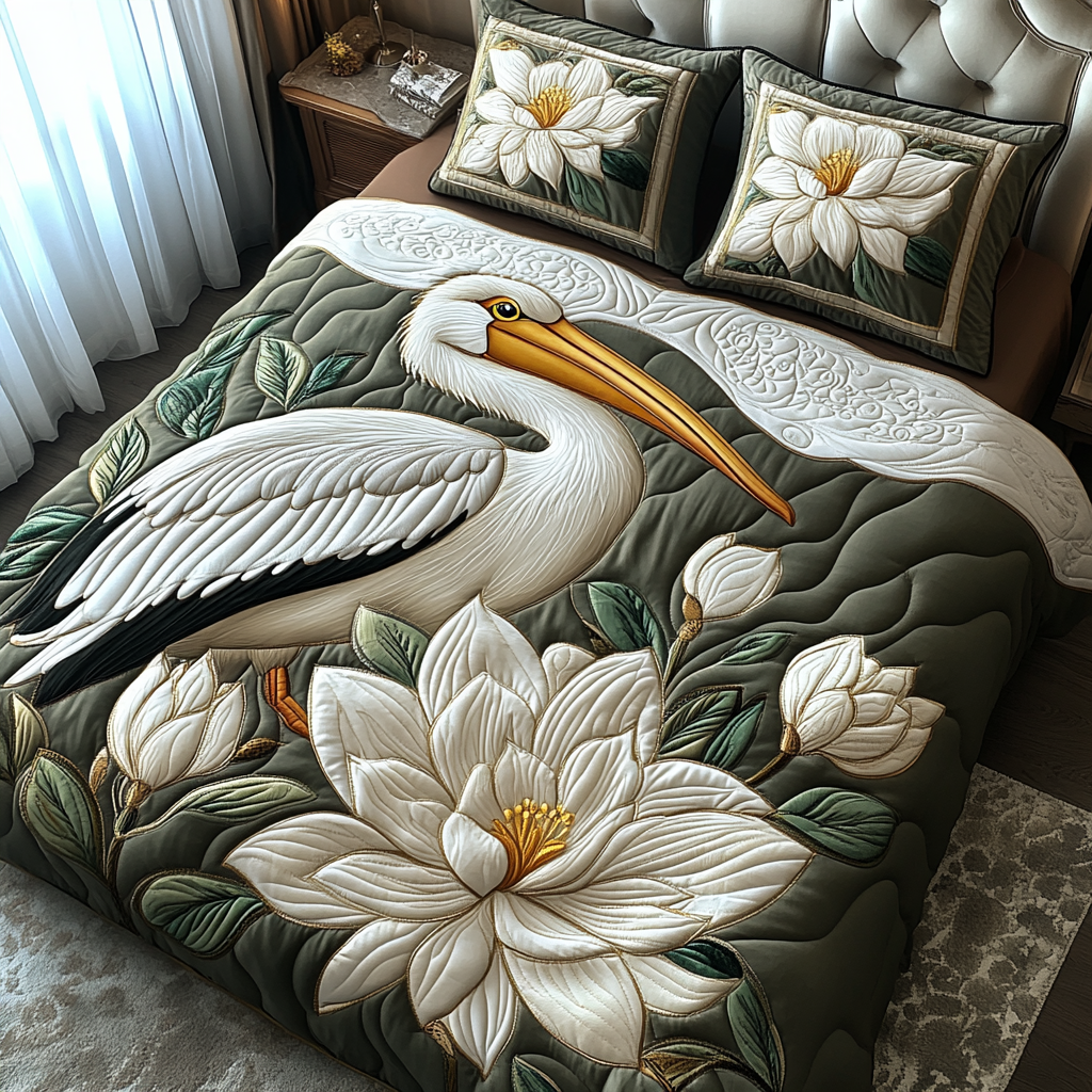 Pelican Reflections 3-Piece Quilted Bedding Set NCU0DV4843