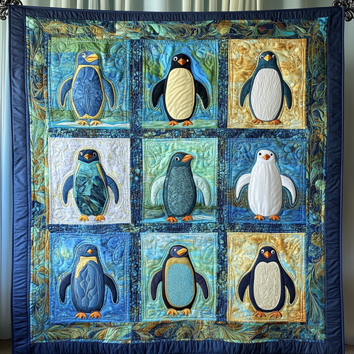 Penguin Tide Quilted Blanket NCU0DK346