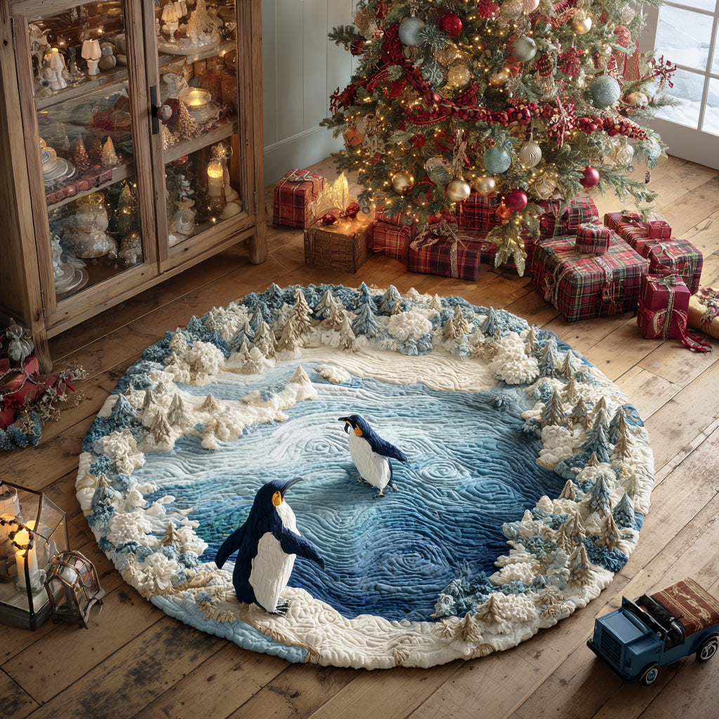 Penguin Frost Path Quilted Round Mat NCU0TD1789
