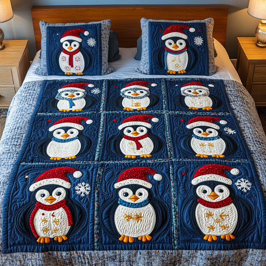 Penguin Patch 3-Piece Quilted Bedding Set NCU0VH1013