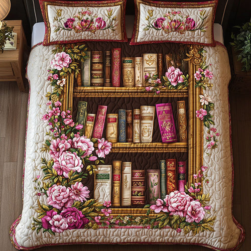 Peony Bookshelf 3-Piece Quilted Bedding Set NCU0NT4081