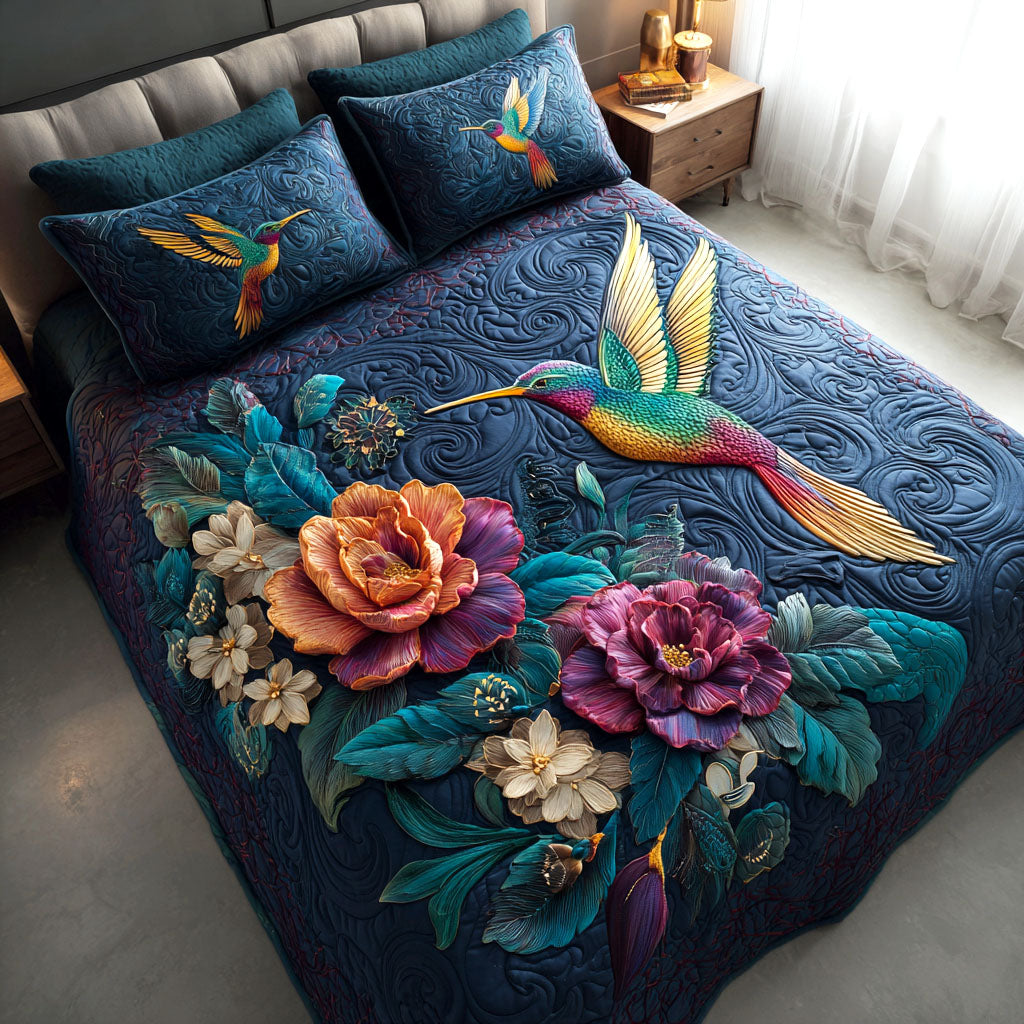 Peony Flight 3-Piece Quilted Bedding Set NCU0TV112