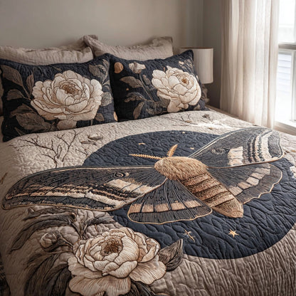 Peony Moth 3-Piece Quilted Bedding Set NCU0VL3742