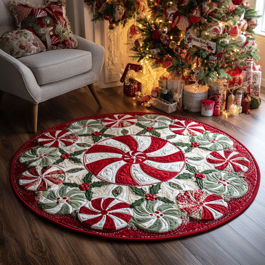 Peppermint Joy Quilted Round Mat NCU0TV428