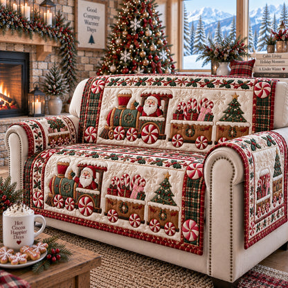 Peppermint Polar Express Quilted Sofa Cover NCU0VL4029