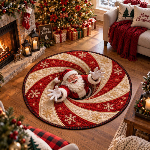 Peppermint Santa Surprise Quilted Round Mat NCU0DV10262