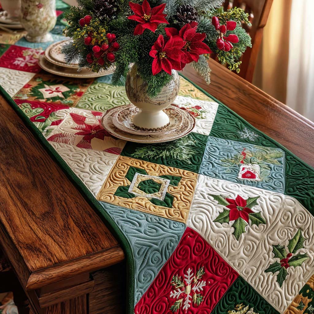 Peppermint Wishes Quilted Table Runner NCU0PT9547