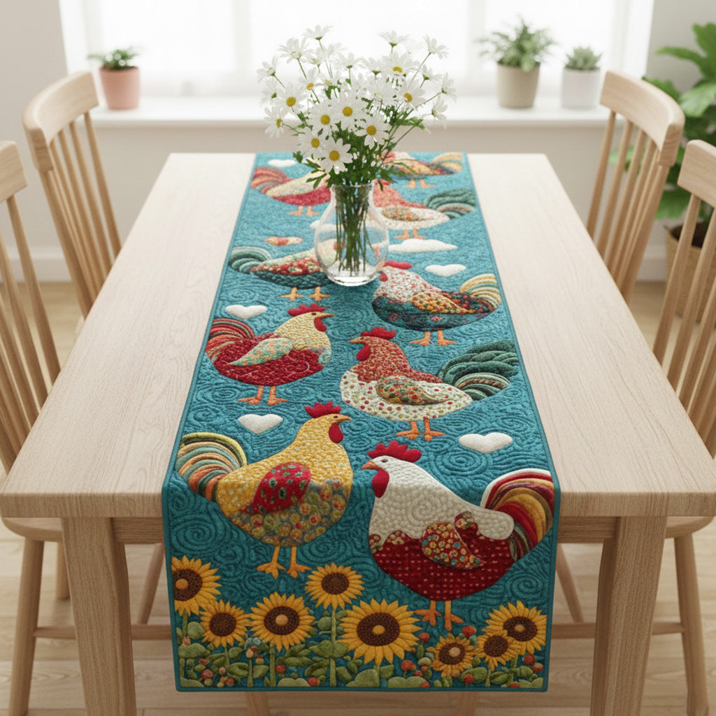 Peppy Poultry Quilted Table Runner NCU0NT11933