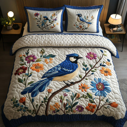 Perch and Petals 3-Piece Quilted Bedding Set NCU0PT6259