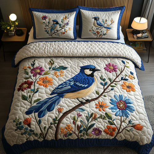 Perch and Petals 3-Piece Quilted Bedding Set NCU0PT6259