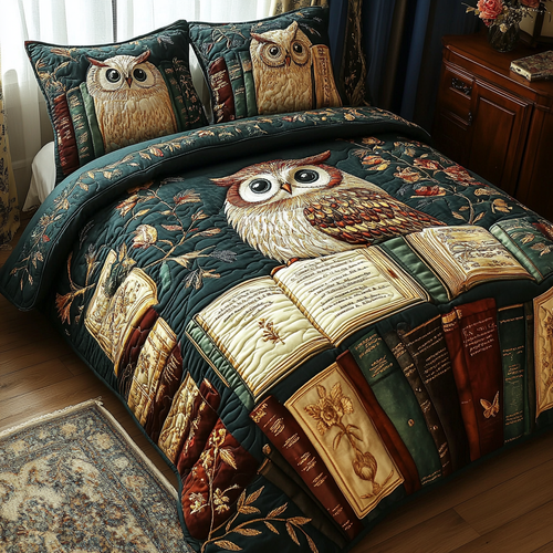 Perched Wisdom 3-Piece Quilted Bedding Set NCU0DV5766