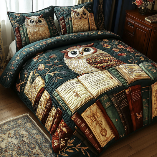 Perched Wisdom 3-Piece Quilted Bedding Set NCU0DV5766