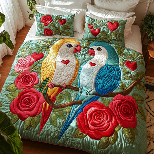 Perched in Love 3-Piece Quilted Bedding Set NCU0PT2910