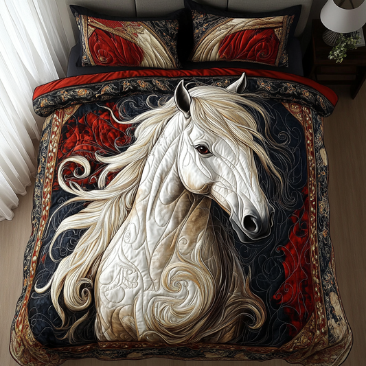 Persian Horse 3-Piece Quilted Bedding Set NCU0DV4116