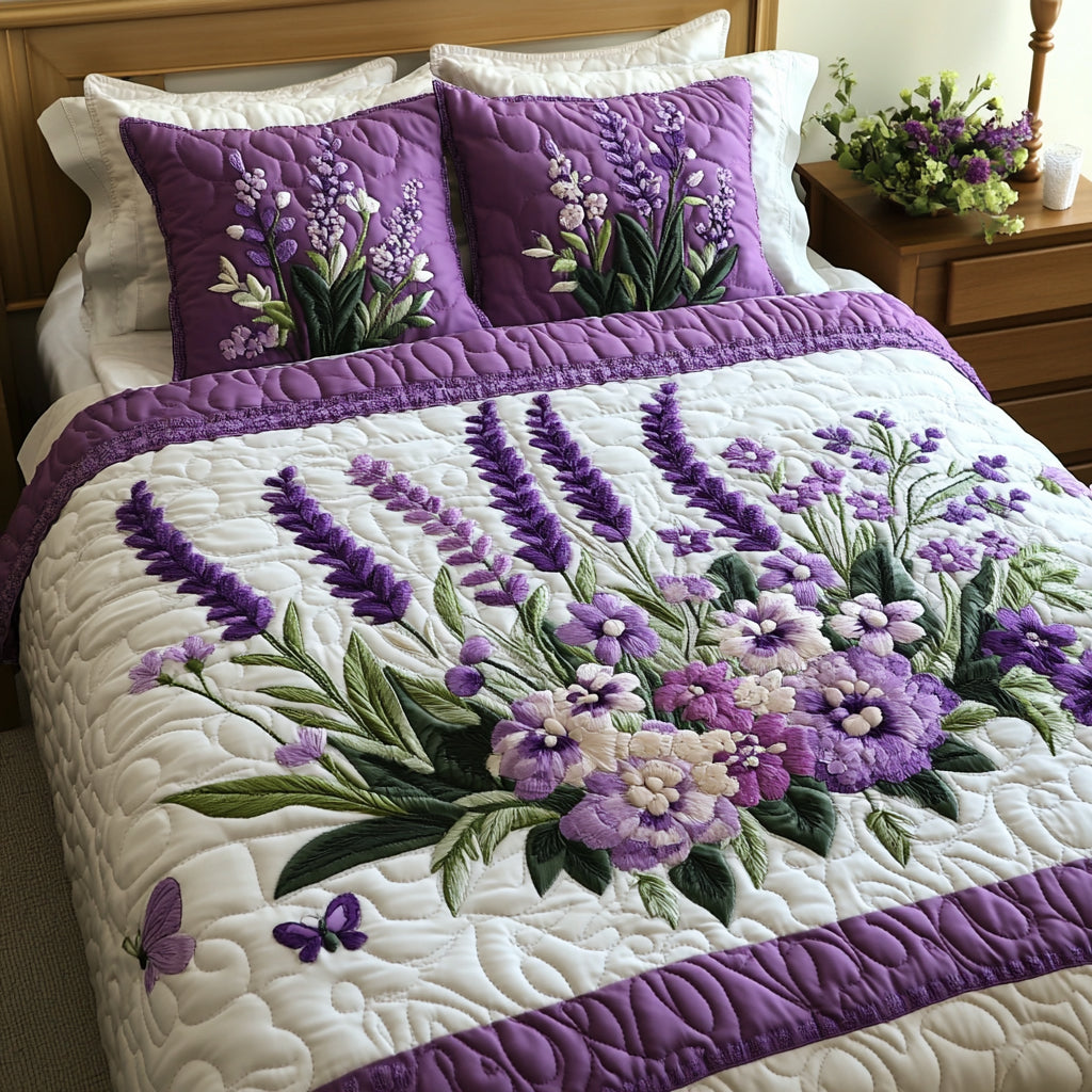 Lavender 3-Piece Quilted Bedding Set NCU0VT149
