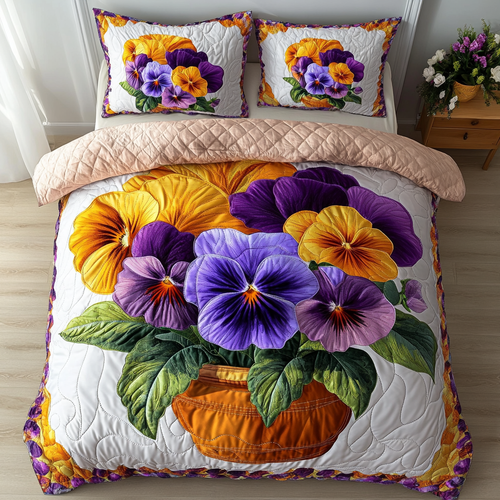 Petal Beauty 3-Piece Quilted Bedding Set NCU0DK6692