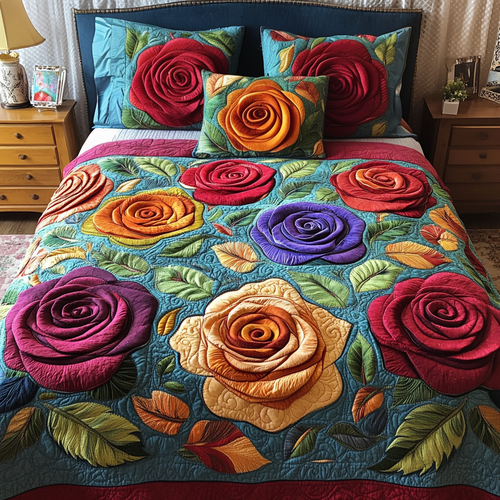 Petal Dance 3-Piece Quilted Bedding Set NCU0VH5049