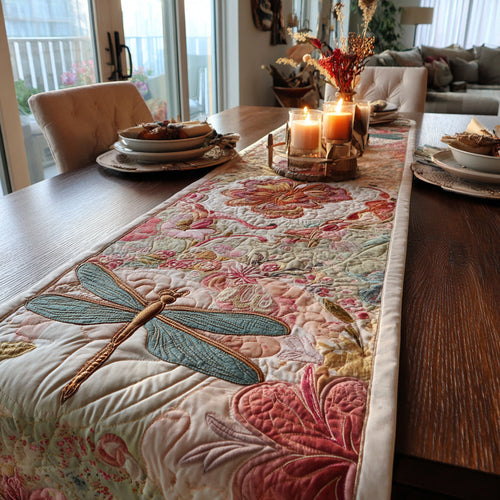 Petal Dance Dragonfly Quilted Table Runner NCU0DV8718