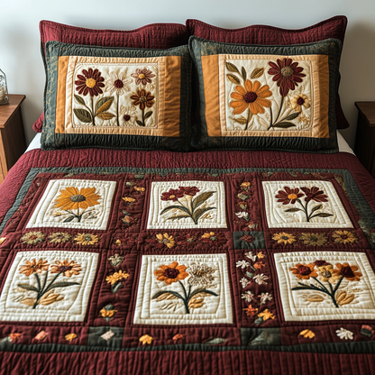 Petal Delight 3-Piece Quilted Bedding Set NCU0VH5159