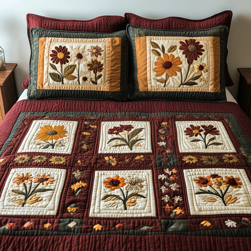 Petal Delight 3-Piece Quilted Bedding Set NCU0VH5159