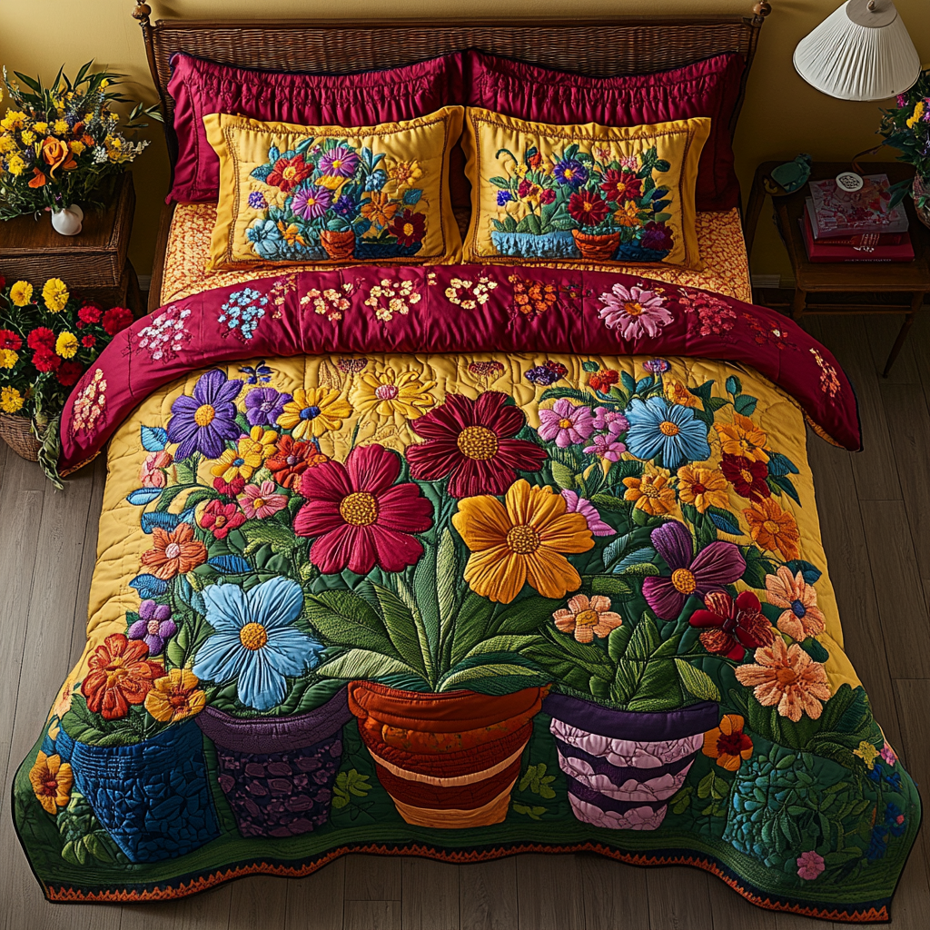 Petal Dream 3-Piece Quilted Bedding Set NCU0VH3226