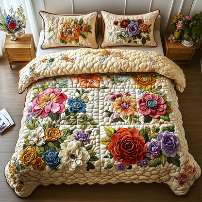 Petal Dreams 3-Piece Quilted Bedding Set NCU0VH3666