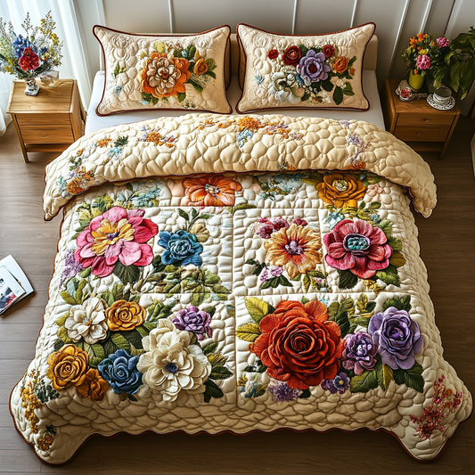 Petal Dreams 3-Piece Quilted Bedding Set NCU0VH3666