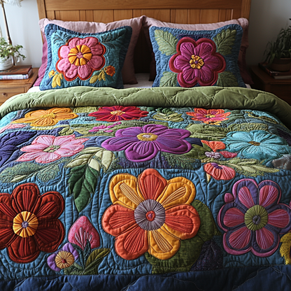 Petal Dreams 3-Piece Quilted Bedding Set NCU0VH5158
