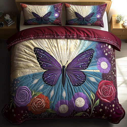 Petal Flutter 3-Piece Quilted Bedding Set NCU0DK4270