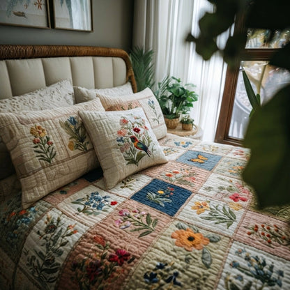 Petal Garden 3-Piece Quilted Bedding Set NCU0DV9338