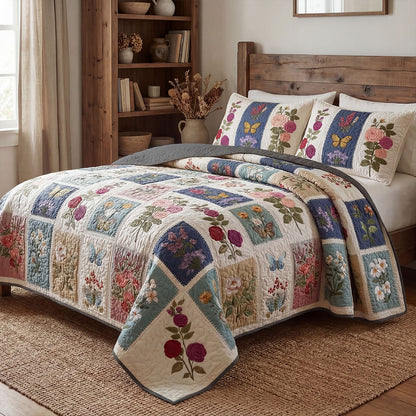 Petal Garden Retreat 3-Piece Quilted Bedding Set NCU0PT11529