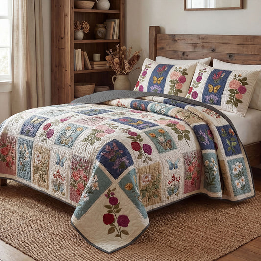 Petal Garden Retreat 3-Piece Quilted Bedding Set NCU0PT11529