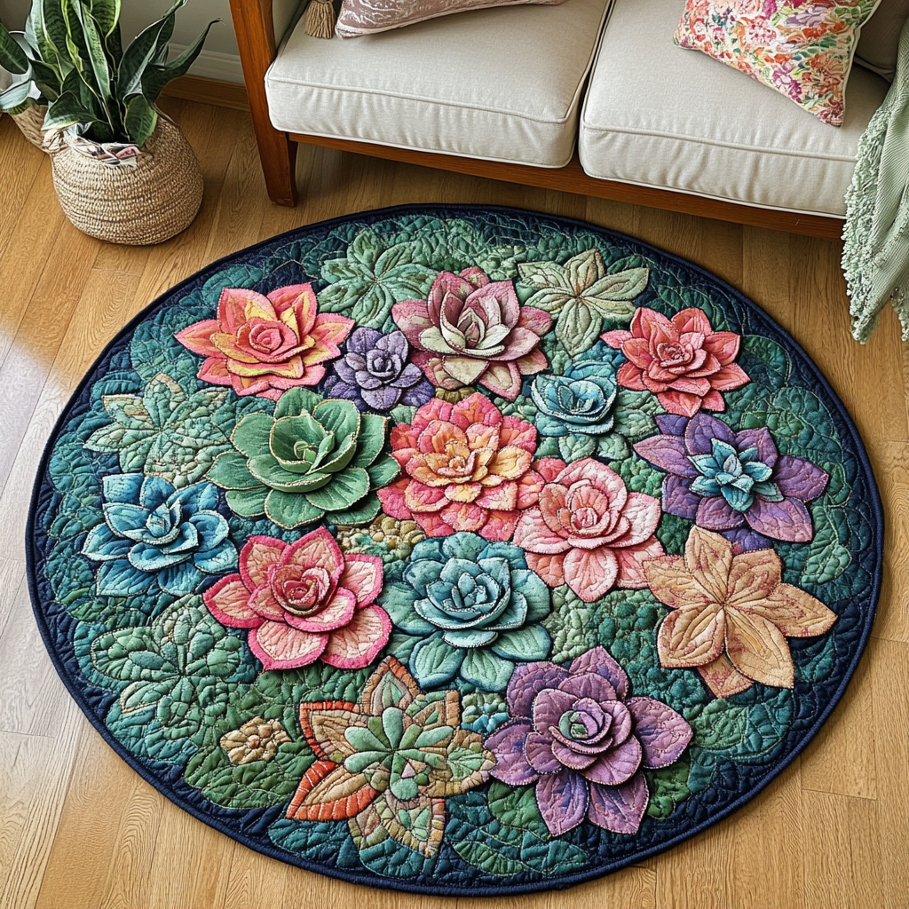 Petal Glow Quilted Round Mat NCU0DK5850