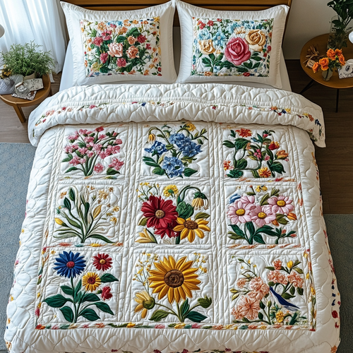 Petal Grace 3-Piece Quilted Bedding Set NCU0DK9717