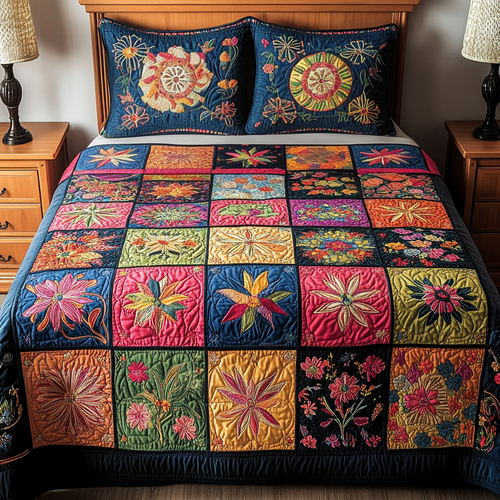 Petal Harmony 3-Piece Quilted Bedding Set NCU0VH2119